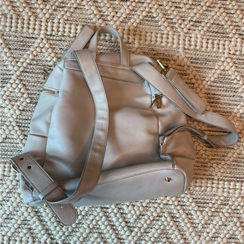 Luli Bebe Monaco Stone Grey Vegan Leather Backpack